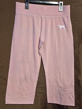 ​Y2K VS PINK Capris Sweatpants | Low Rise Flare Cropped Pants | Pink Dog Logo XS